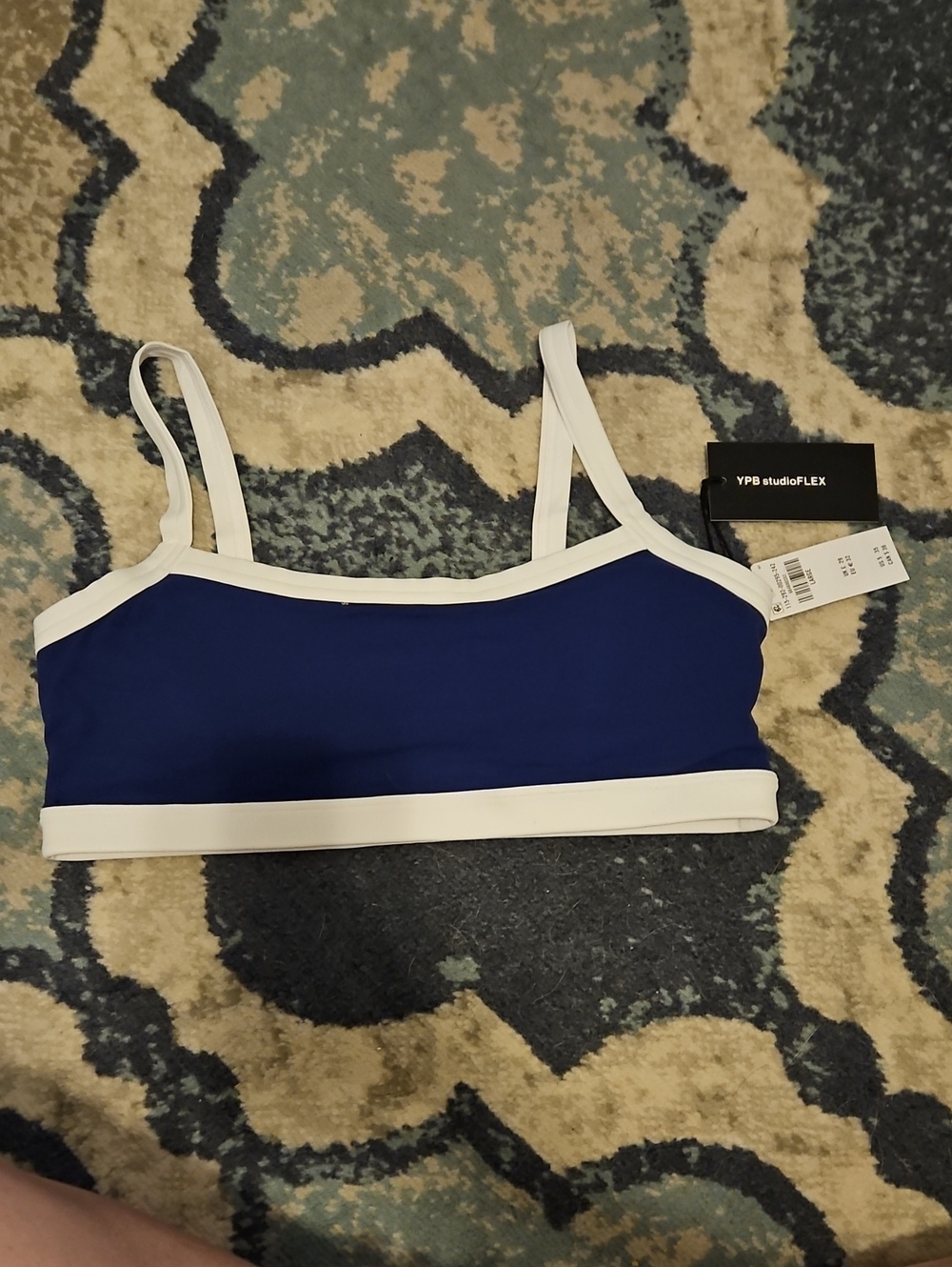 YPB studioFLEX Blue & White Minimalist Sports Bralette